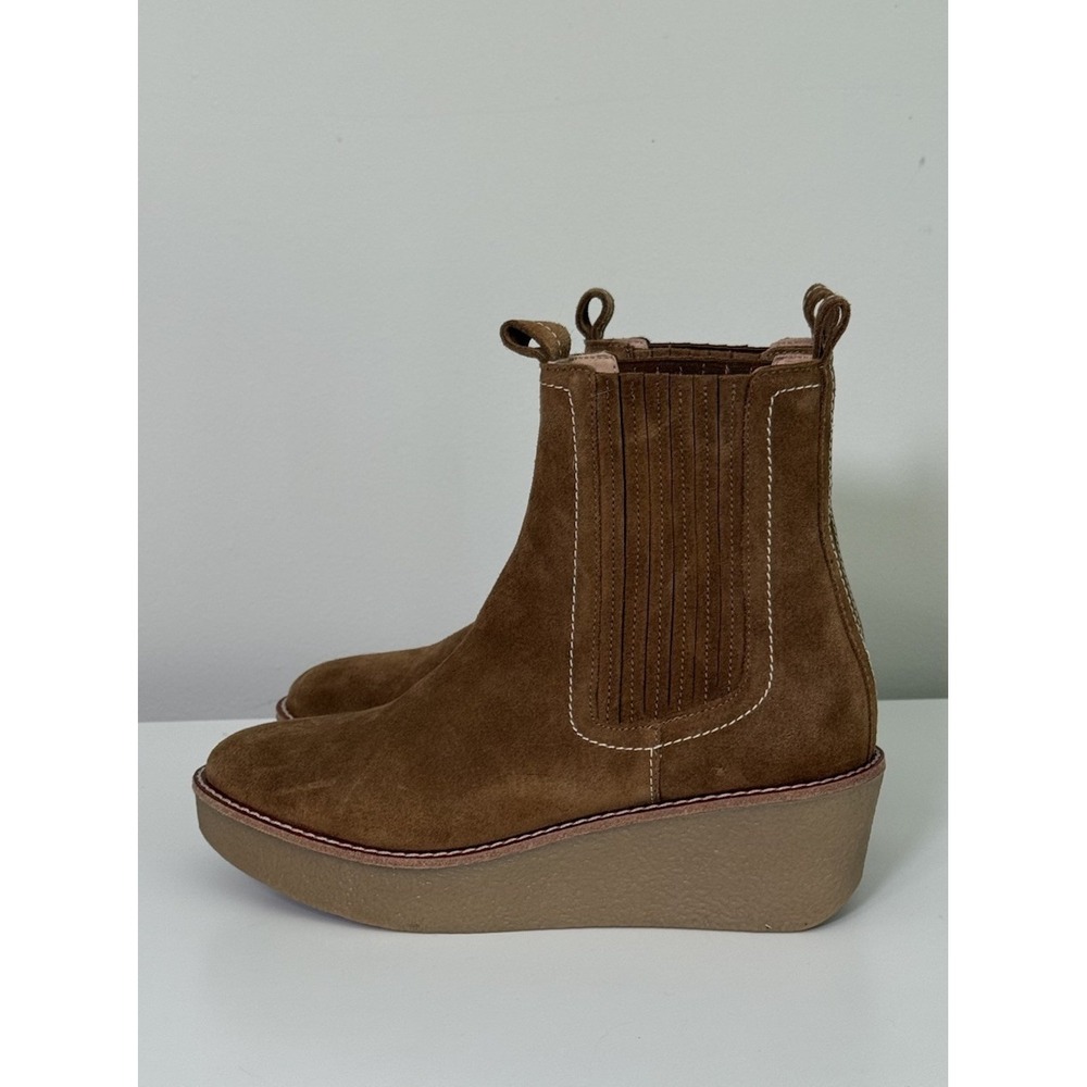 Boden Women's Slip On Buttery Suede Wedge Ankle Boots Tan Size US 8 City Comfort